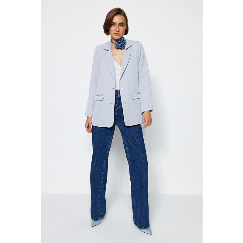 Trendyol Light Blue Regular Lined Buttoned Woven Blazer Jacket