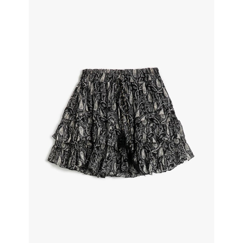 Koton Feather Detailed Tiered Mini Skirt