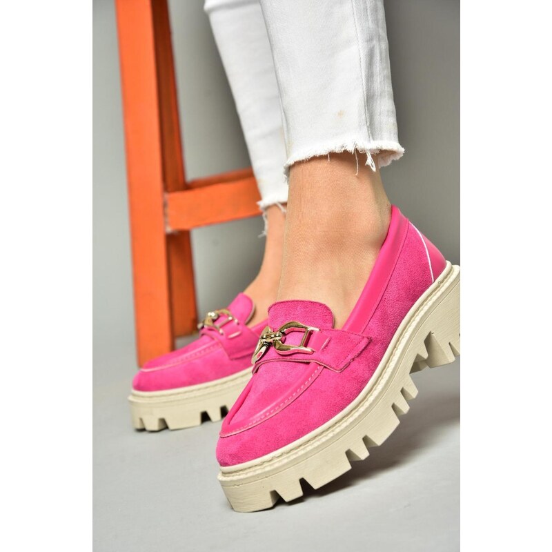 Fox Shoes Fuchsia Suede Thick Soled Women's Shoes