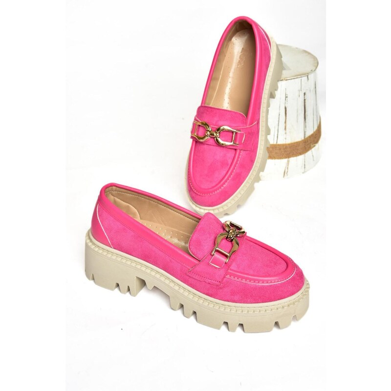 Fox Shoes Fuchsia Suede Thick Soled Women's Shoes