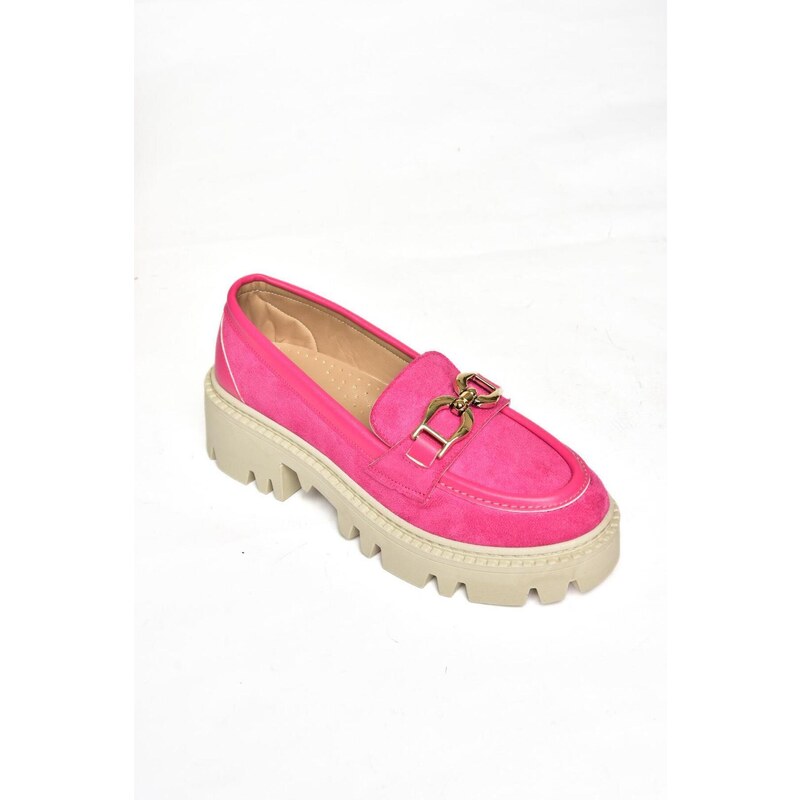 Fox Shoes Fuchsia Suede Thick Soled Women's Shoes