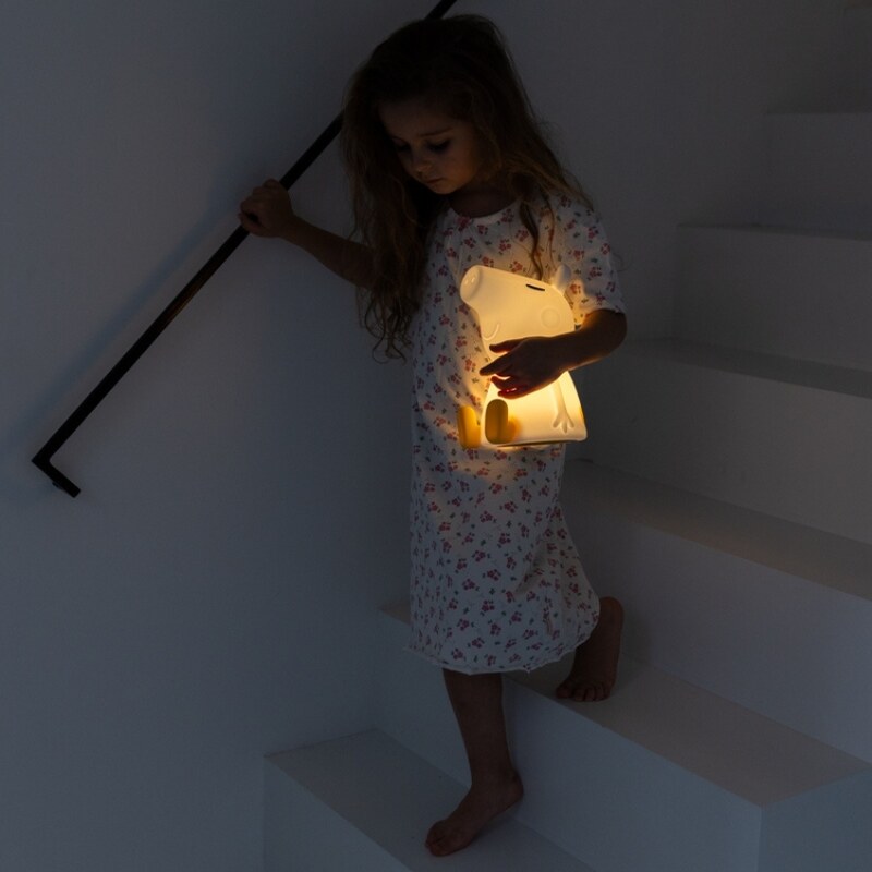 Bílá plastová dětská LED lampa Mr. Maria Peppa 22 cm