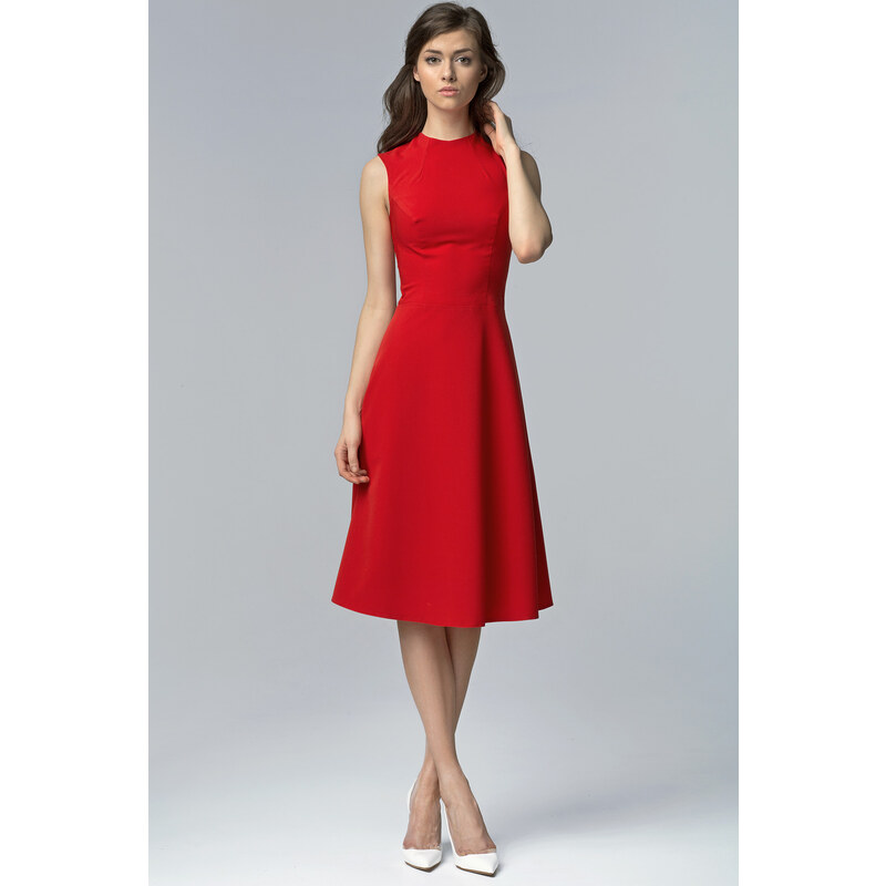 Elegantní šaty Midi S62 - červené