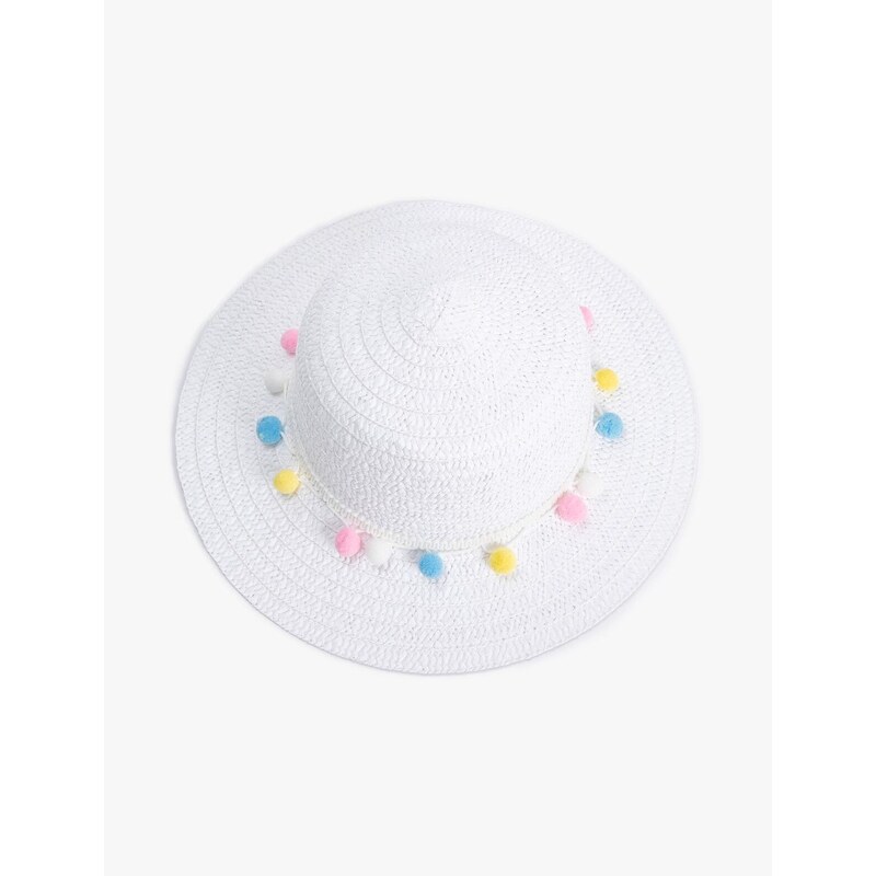 Koton Straw Hat with Pompom Detail