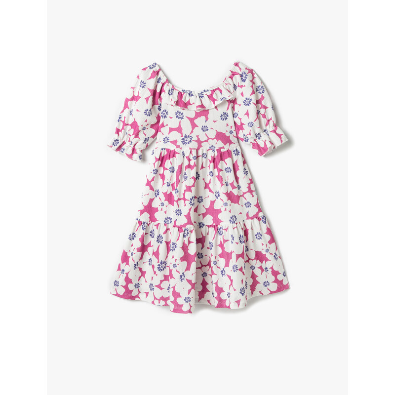 Koton Floral Midi Dress Short Sleeve