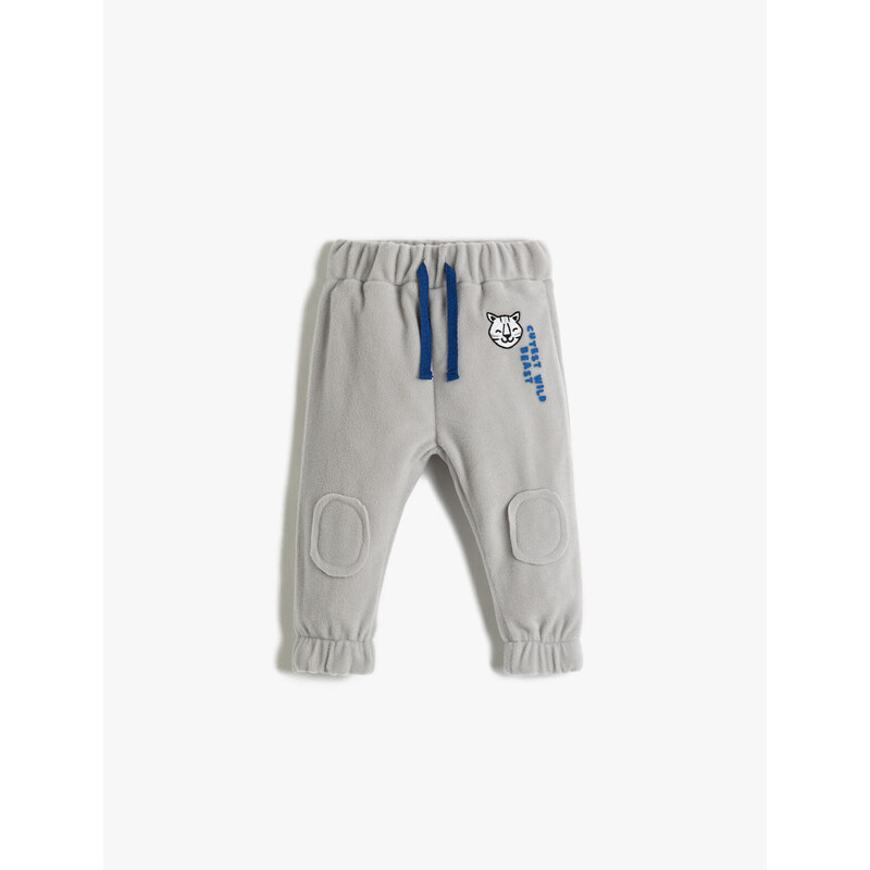 Koton Polar Jogger Sweatpants Tie the Waist, Applique Detail, Tiger Print.