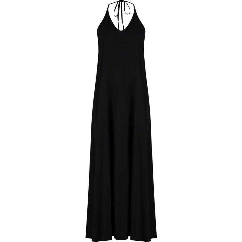 Trendyol Black Maxi Woven Decollete Backless Beach Dress