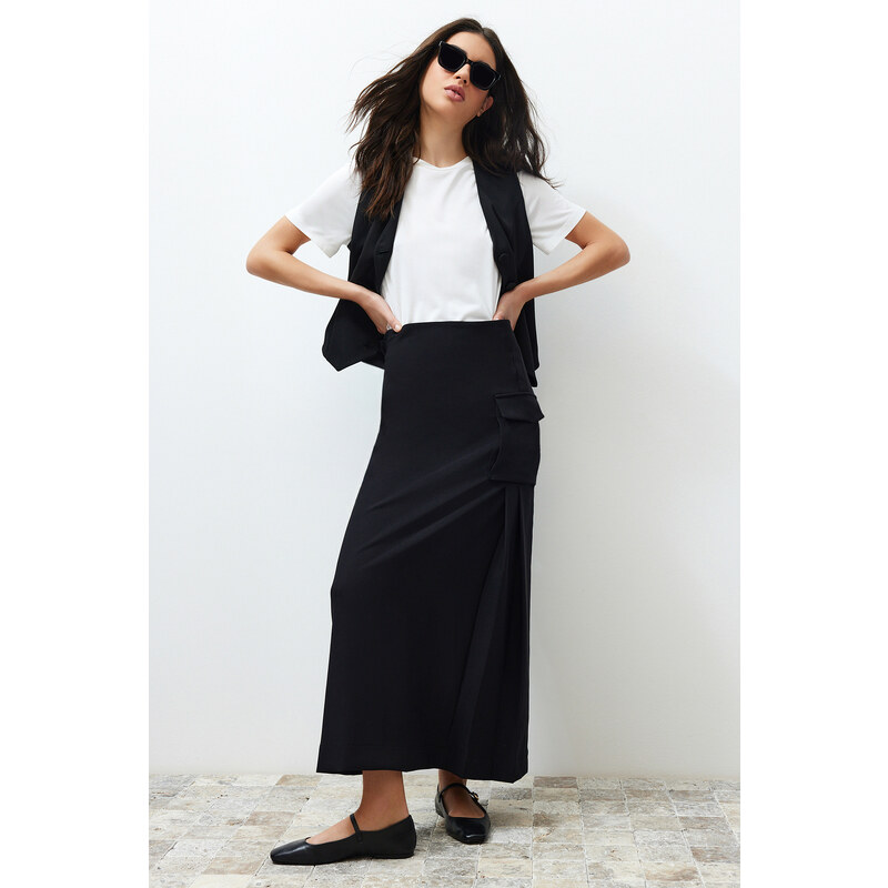 Trendyol Black Woven Fabric Long Pencil Skirt