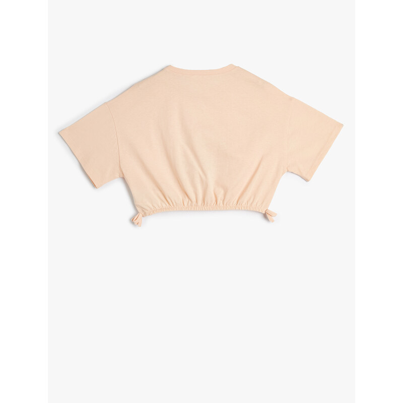 Koton Crop T-Shirt Tropical Printed Elastic Waist Short Sleeve Cotton