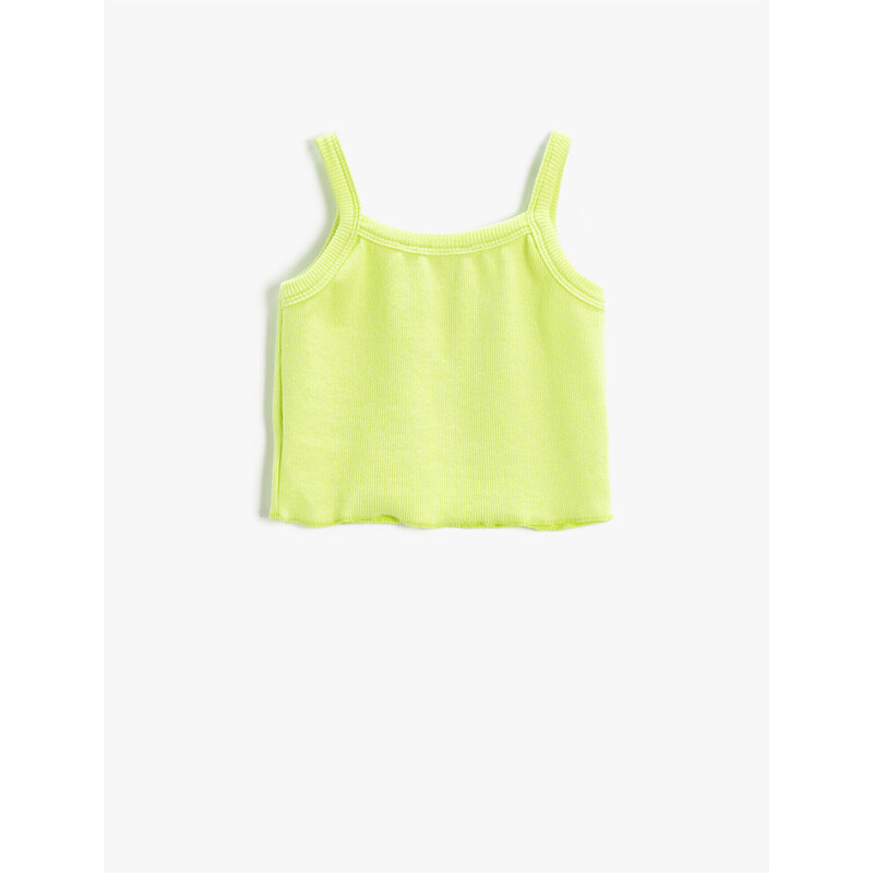 Koton Crop Top Ribbed Printed Thin Straps