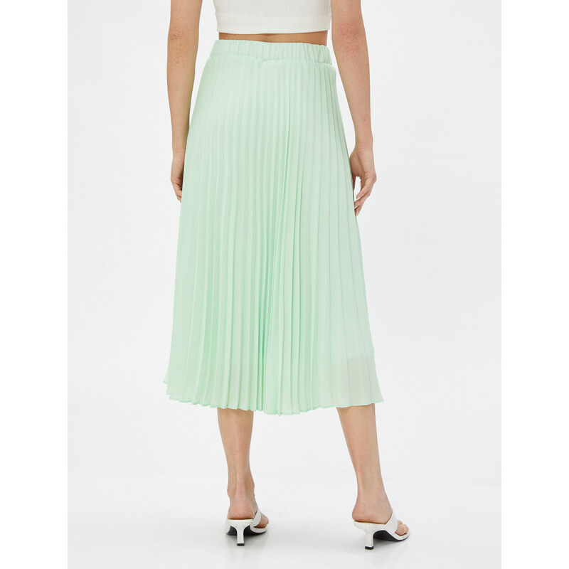 Koton Midi Skirt with Pleated Chiffon Elastic Waist.