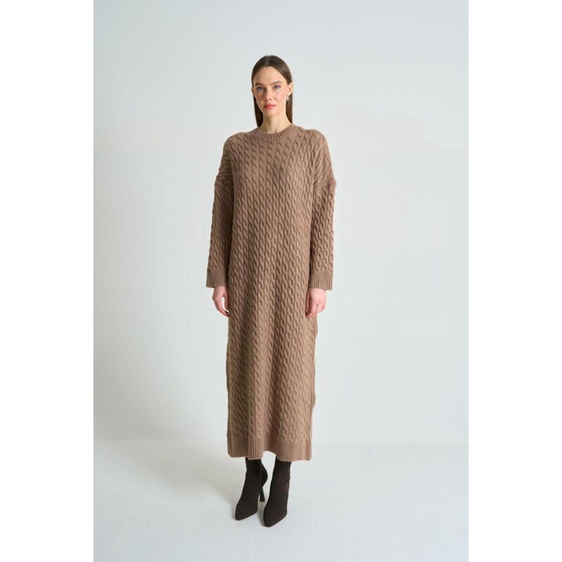 Laluvia Mink Hair Knit Thick Knitwear Dress