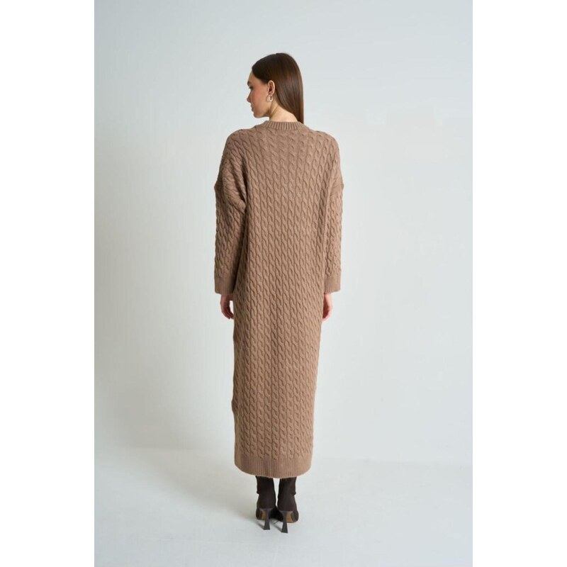 Laluvia Mink Hair Knit Thick Knitwear Dress