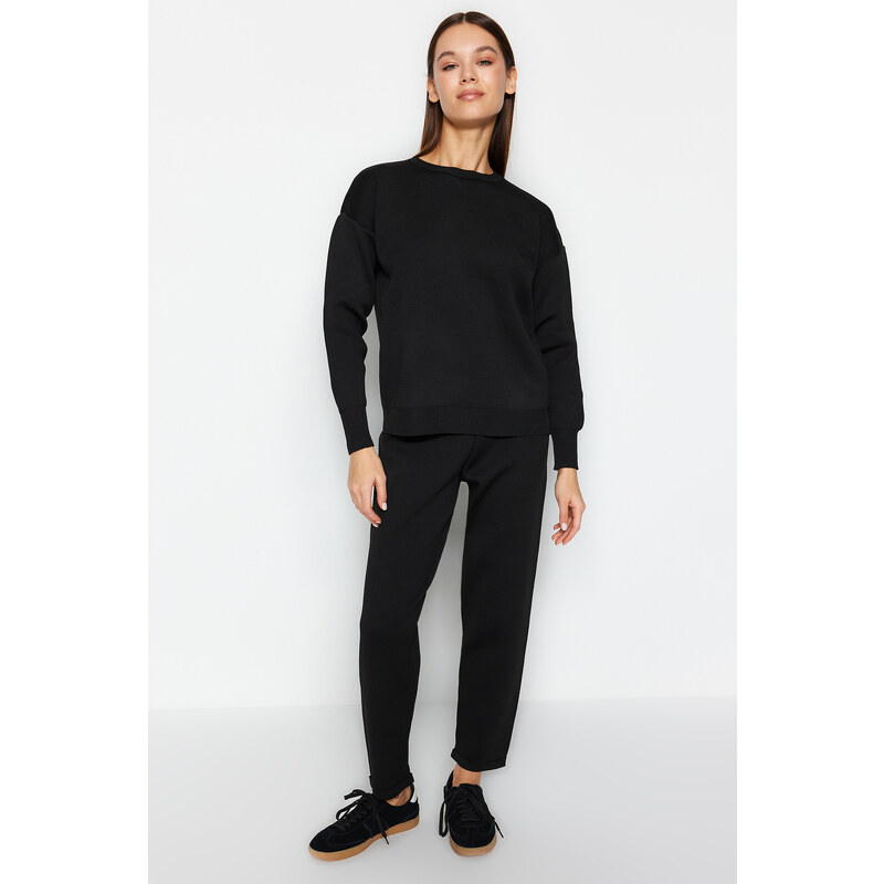 Trendyol Black Sweater-Pants Knitwear Top-Bottom Set