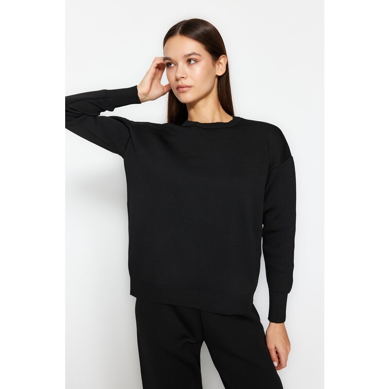 Trendyol Black Sweater-Pants Knitwear Top-Bottom Set