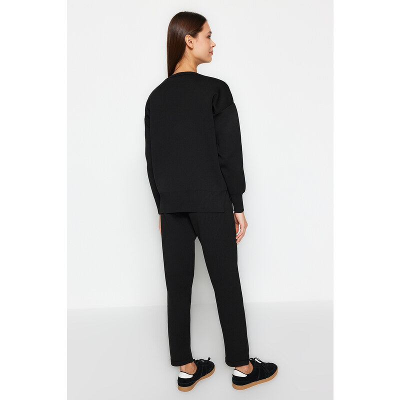 Trendyol Black Sweater-Pants Knitwear Top-Bottom Set