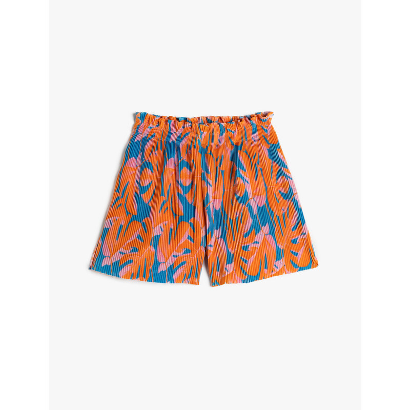 Koton Pleated Shorts with Elastic Waist Floral Pattern Comfortable Cut