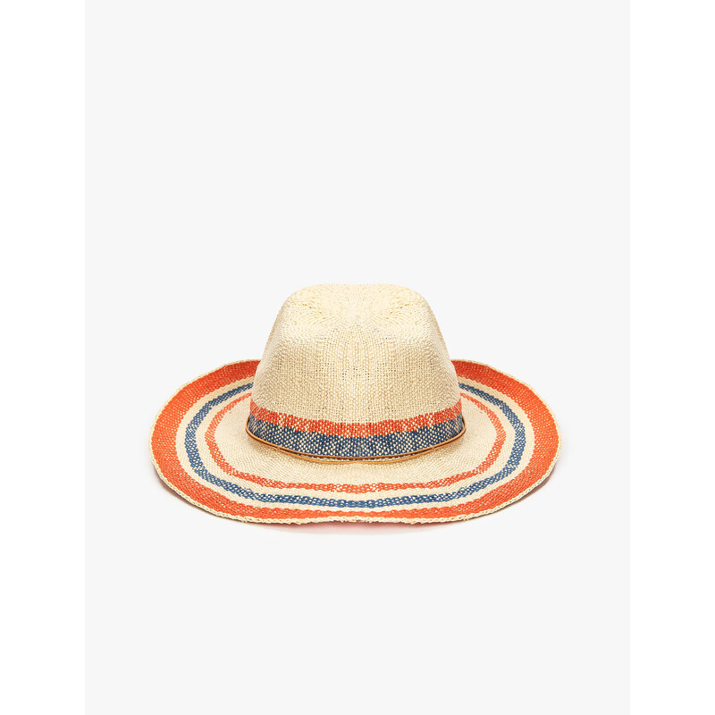 Koton Straw Hat Fedora Multicolored Rope Detailed