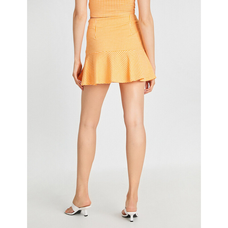 Koton Plaid Mini Skirt with Ruffles
