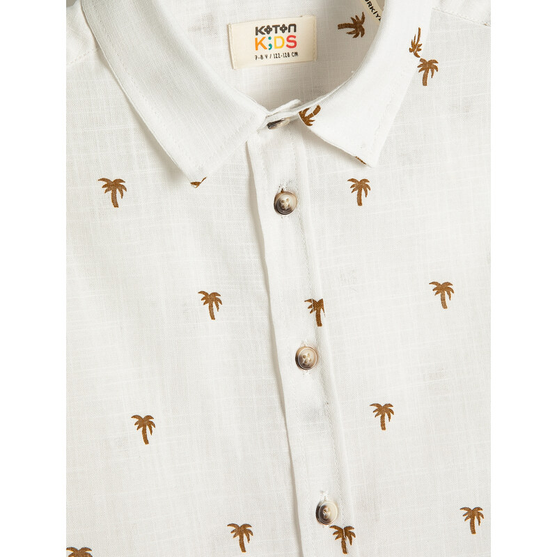 Koton Short Sleeve Shirt with Palm Pattern Cotton