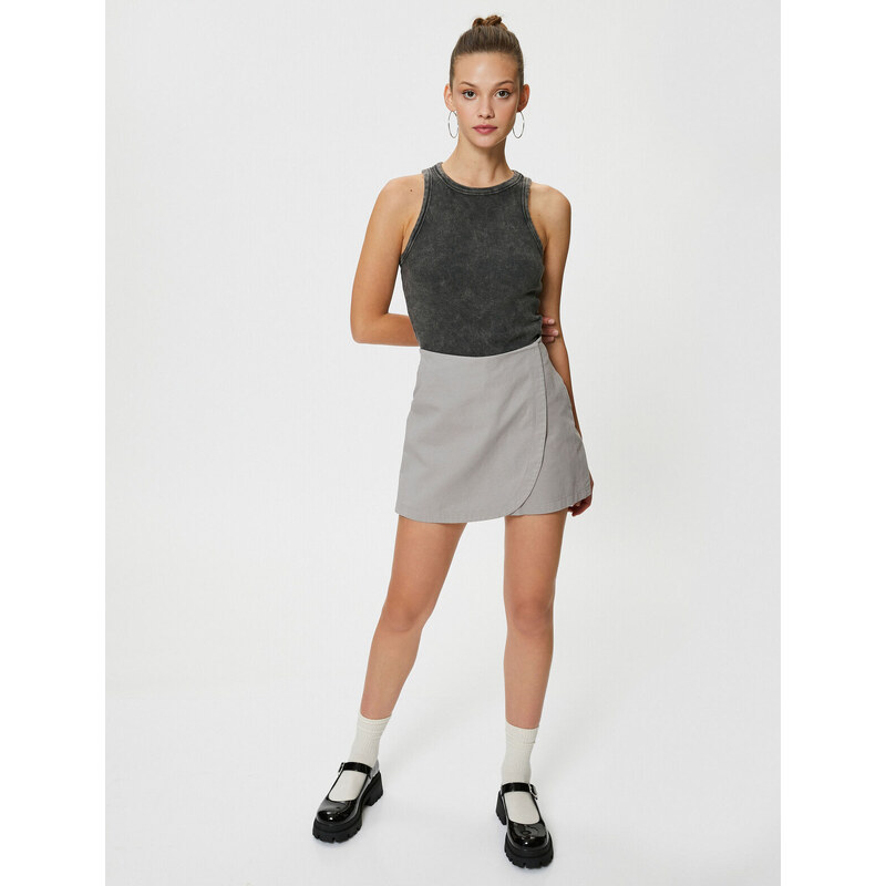 Koton Mini Skirt with Shorts Made of Cotton, with Pocket Detail at the Back. Elastic Waist.