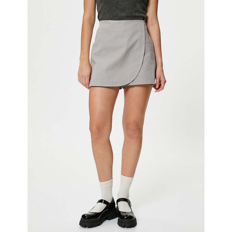Koton Mini Skirt with Shorts Made of Cotton, with Pocket Detail at the Back. Elastic Waist.