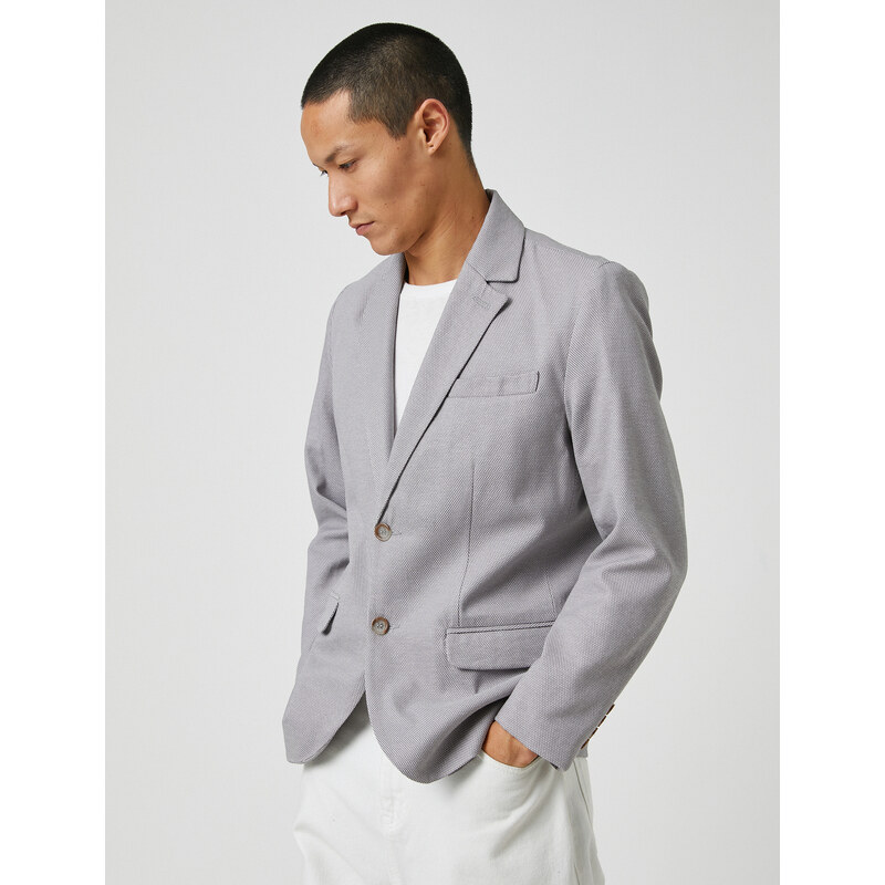 Koton Basic Blazer. Wide Collar with Buttons, Pocket Detailed.