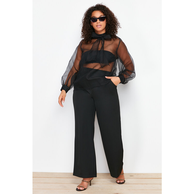 Trendyol Curve Black Sheer Look Tulle Blouse