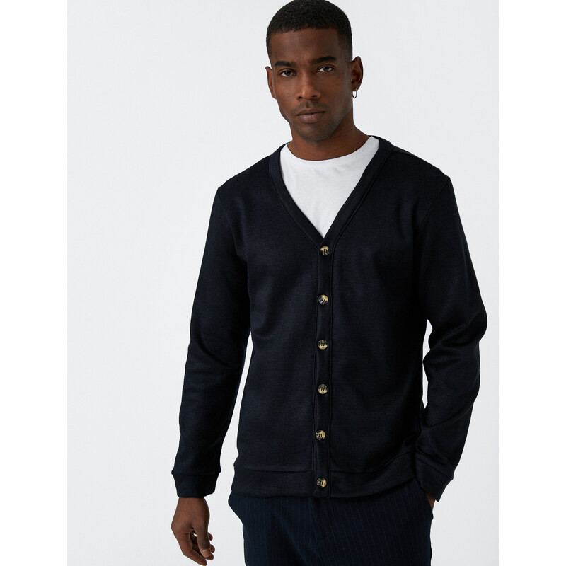 Koton V-Neck Cardigan Button Detail