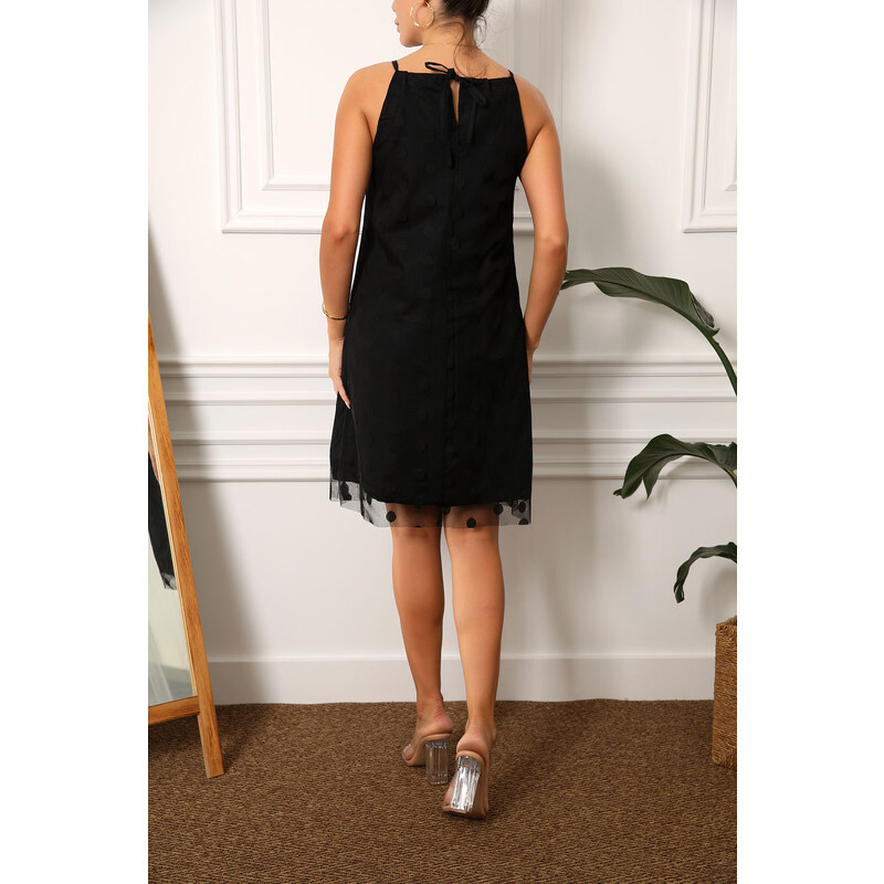 armonika Women's Black Halterneck Lined Mini Dress