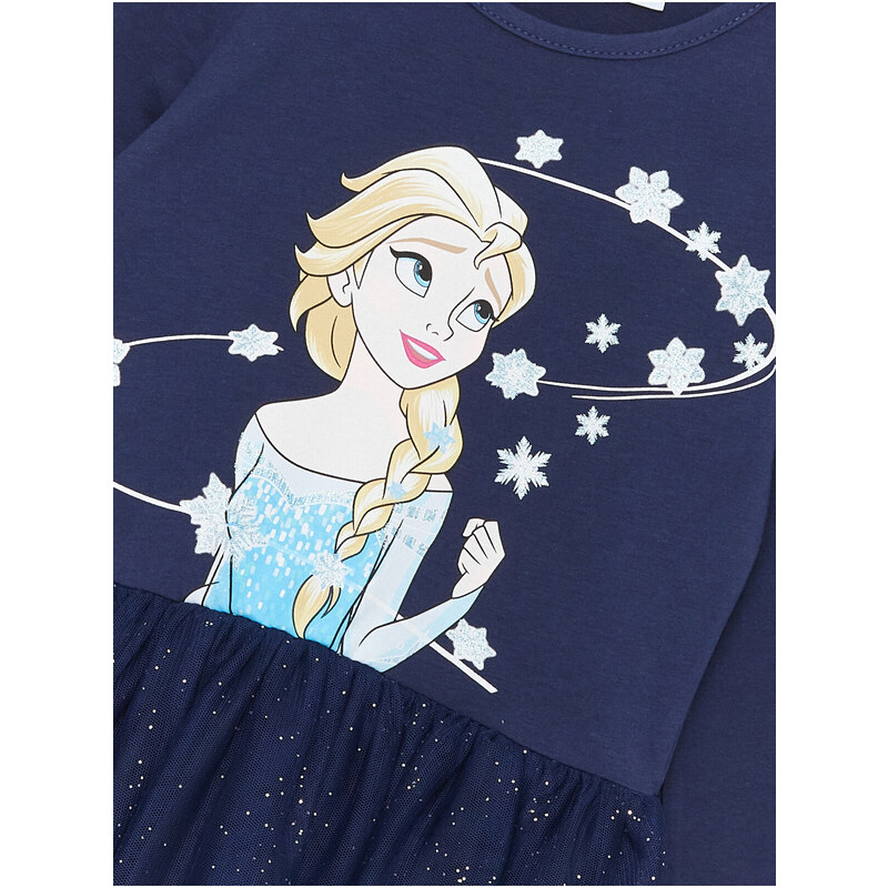 LC Waikiki Crew Neck Elsa Printed Long Sleeve Girls' Dress