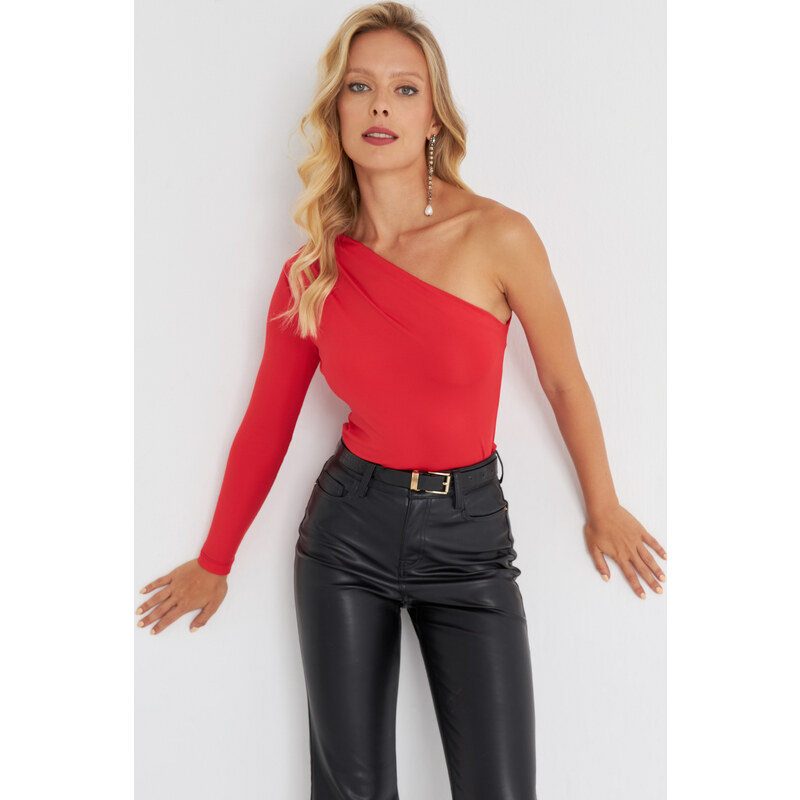 Cool & Sexy Women's Red Single Sleeve Blouse