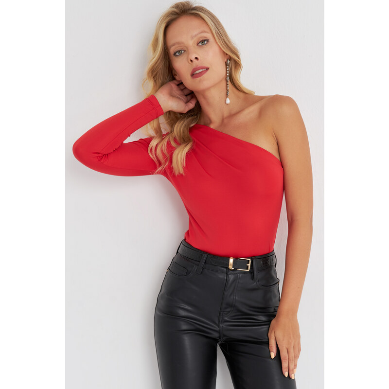 Cool & Sexy Women's Red Single Sleeve Blouse