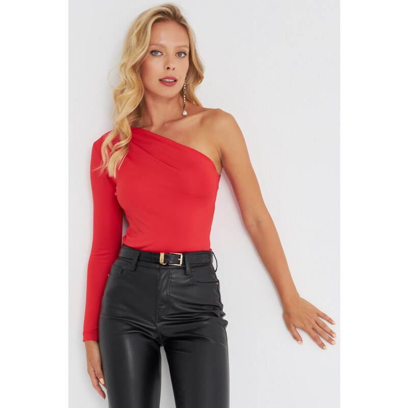 Cool & Sexy Women's Red Single Sleeve Blouse