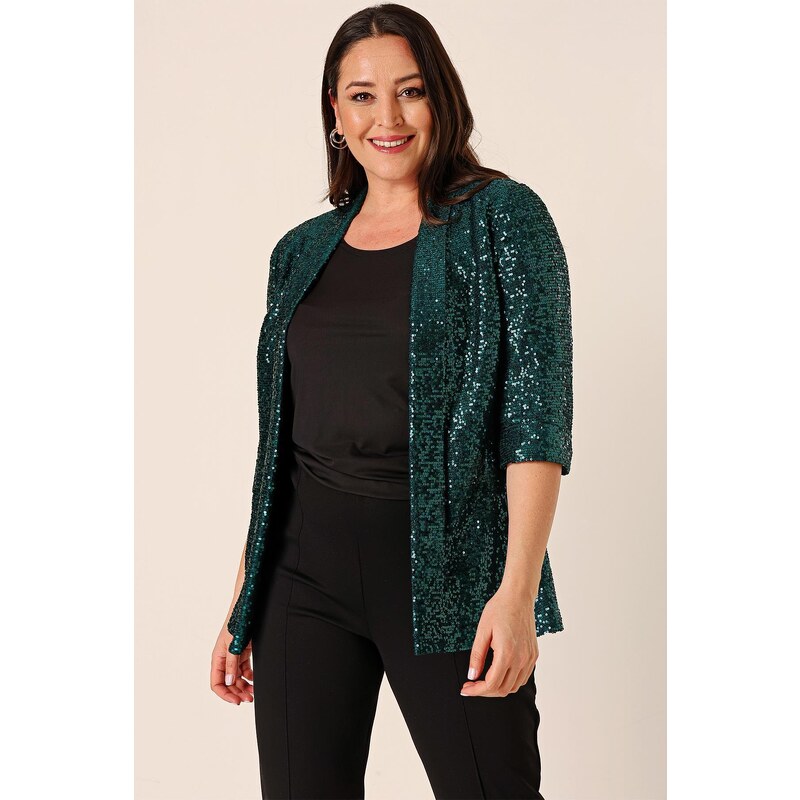 By Saygı Inner Lined Plus Size Puffy Jacket with Shawl Collar