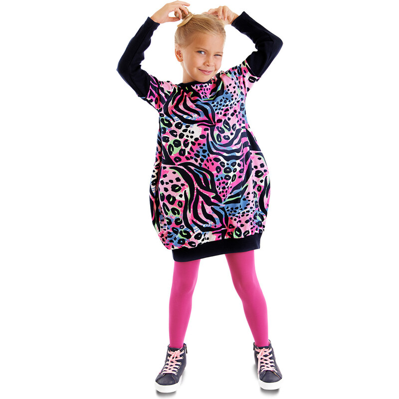 mshb&g Leopard Patterned Pink Navy Blue Girl's Dress