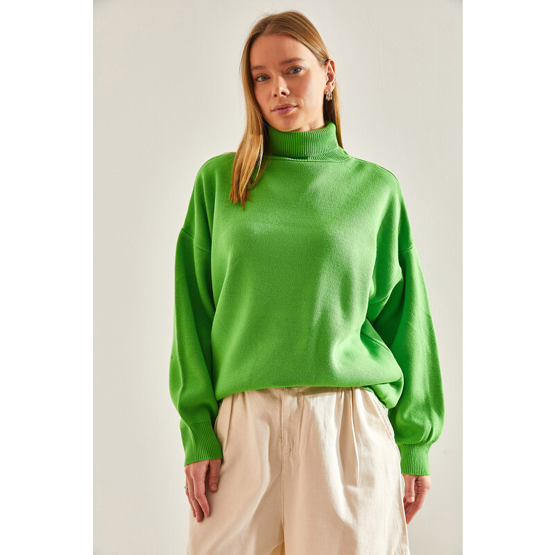 Bianco Lucci Women's Turtleneck Oversize Knitwear Sweater