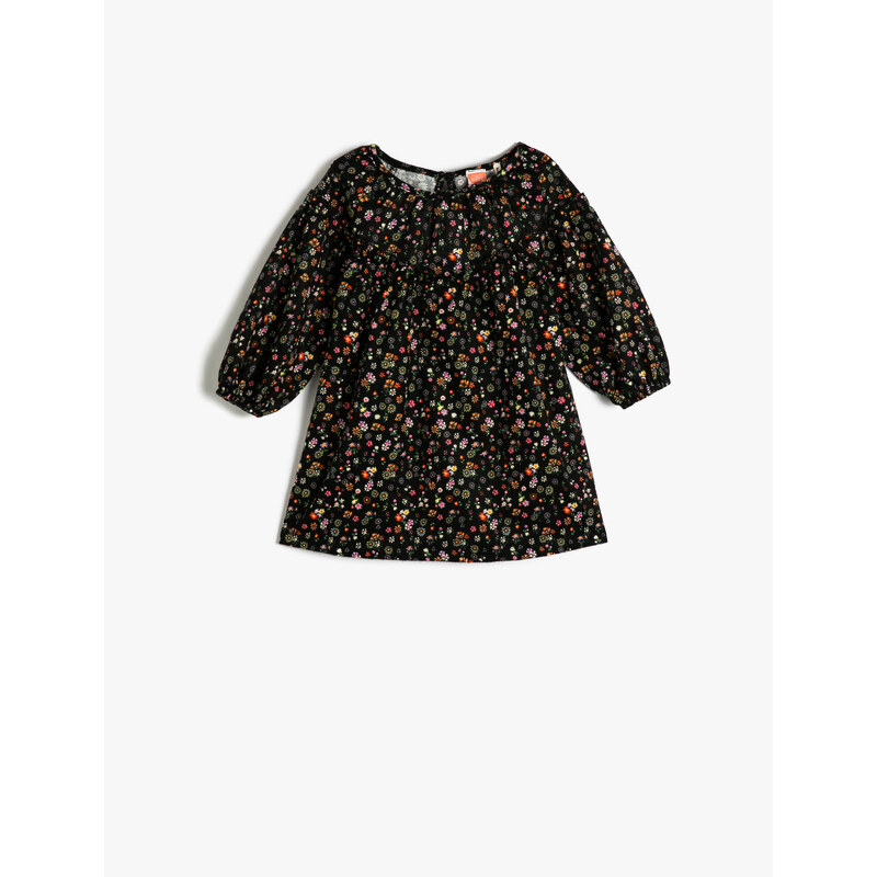 Koton Floral Dress Long Sleeve Round Neck Cotton