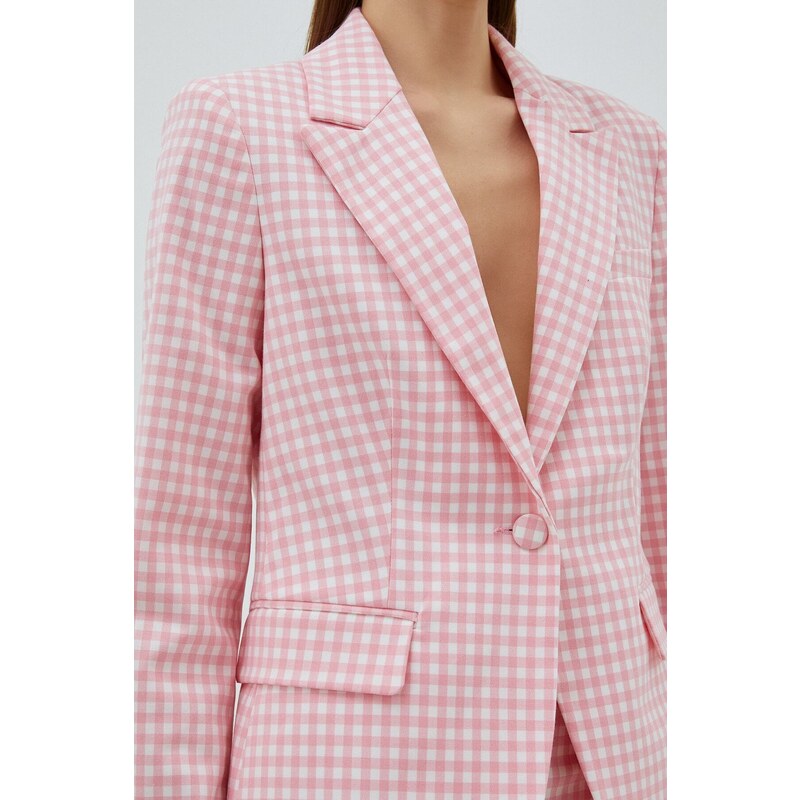 Koton Women's Blazer Jacket Single Button Flap Pocket Detailed