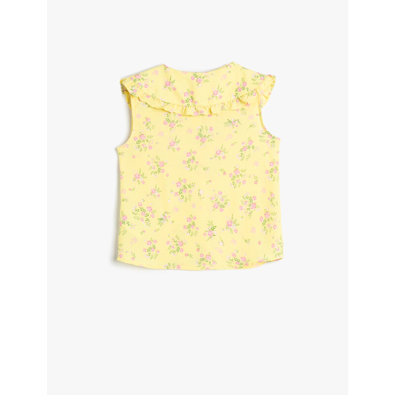 Koton Shirts are Sleeveless, Wide, Baby Collar Floral