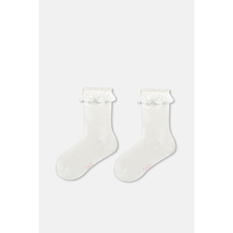 Dagi Ecru Girl 3-Piece Lace Socks