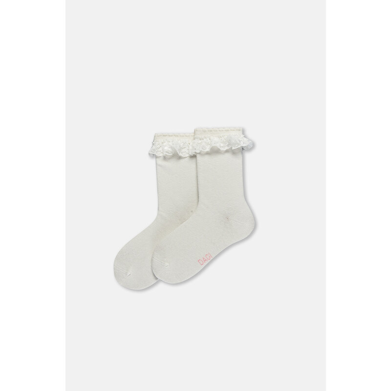 Dagi Ecru Girl 3-Piece Lace Socks