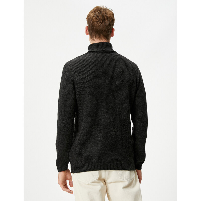 Koton Turtleneck Sweater Knitwear Long Sleeve Ribbed Textured