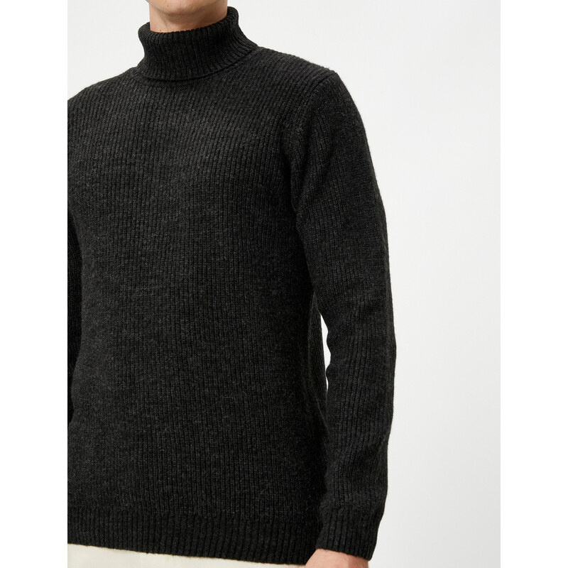 Koton Turtleneck Sweater Knitwear Long Sleeve Ribbed Textured