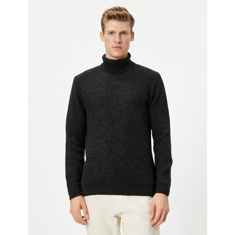 Koton Turtleneck Sweater Knitwear Long Sleeve Ribbed Textured