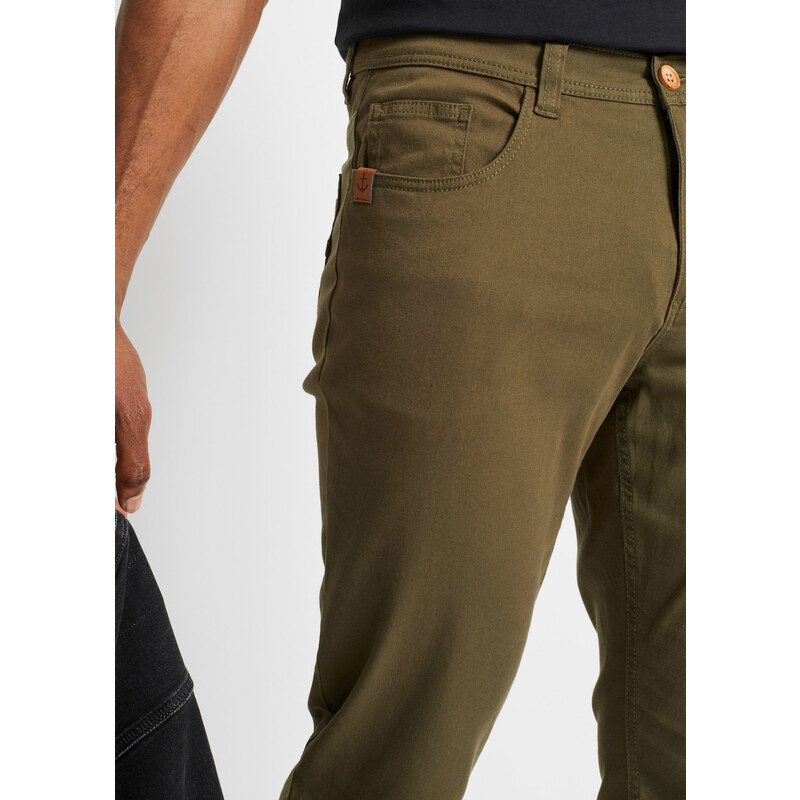 bonprix Strečové kalhoty Regular Fit Straight Zelená