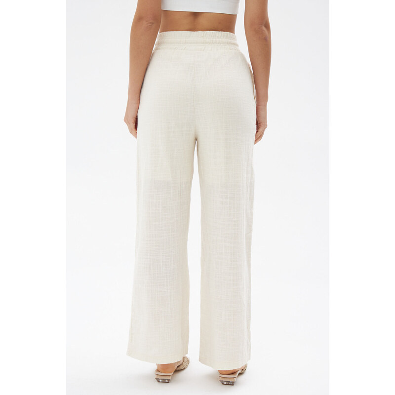 Laluvia Stone Waist Elastic Linen Trousers