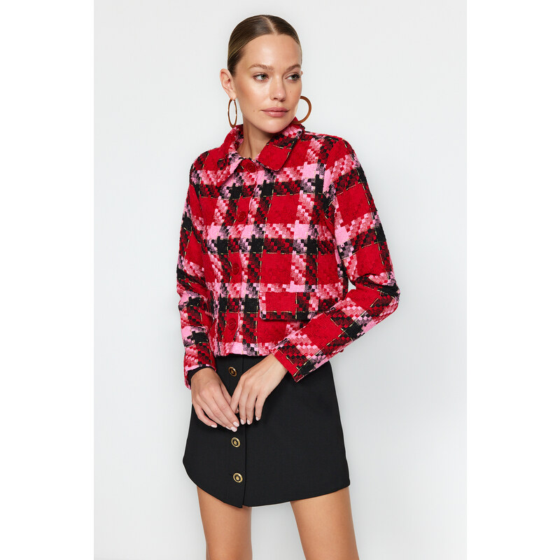 Trendyol Red Regular Plaid Woven Blazer Jacket