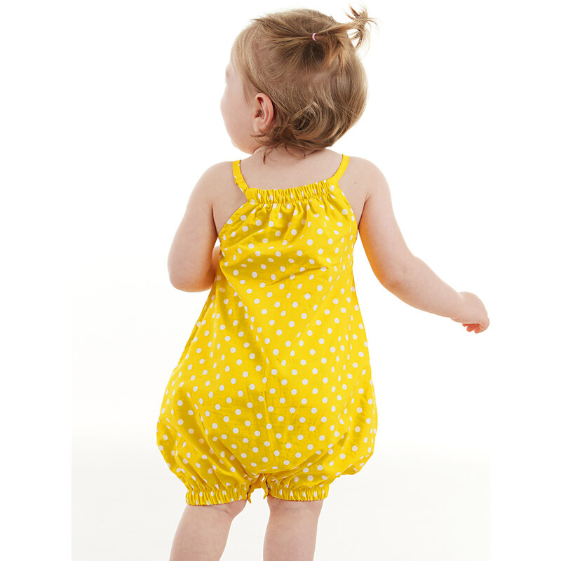 Denokids Bee Baby Girl Poplin Yellow Overalls