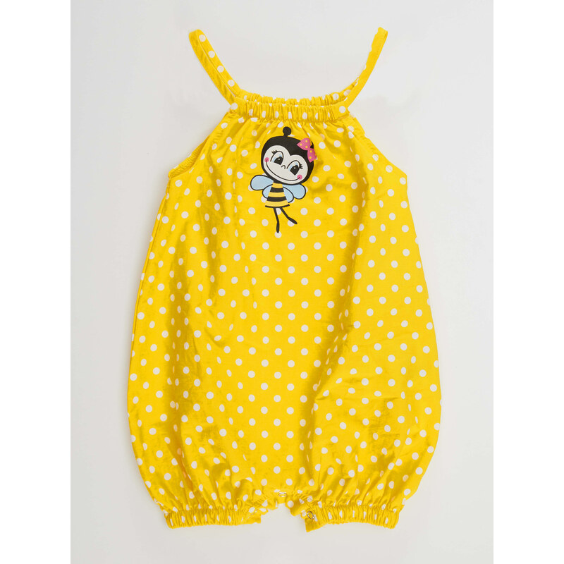 Denokids Bee Baby Girl Poplin Yellow Overalls